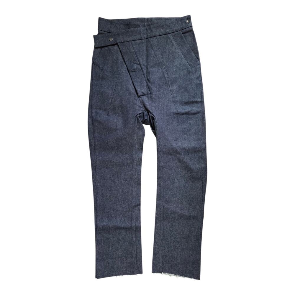 Locker Room Drop Crotch Asymmetric Streetwear Dark Wash Denim Jeans, Size Small